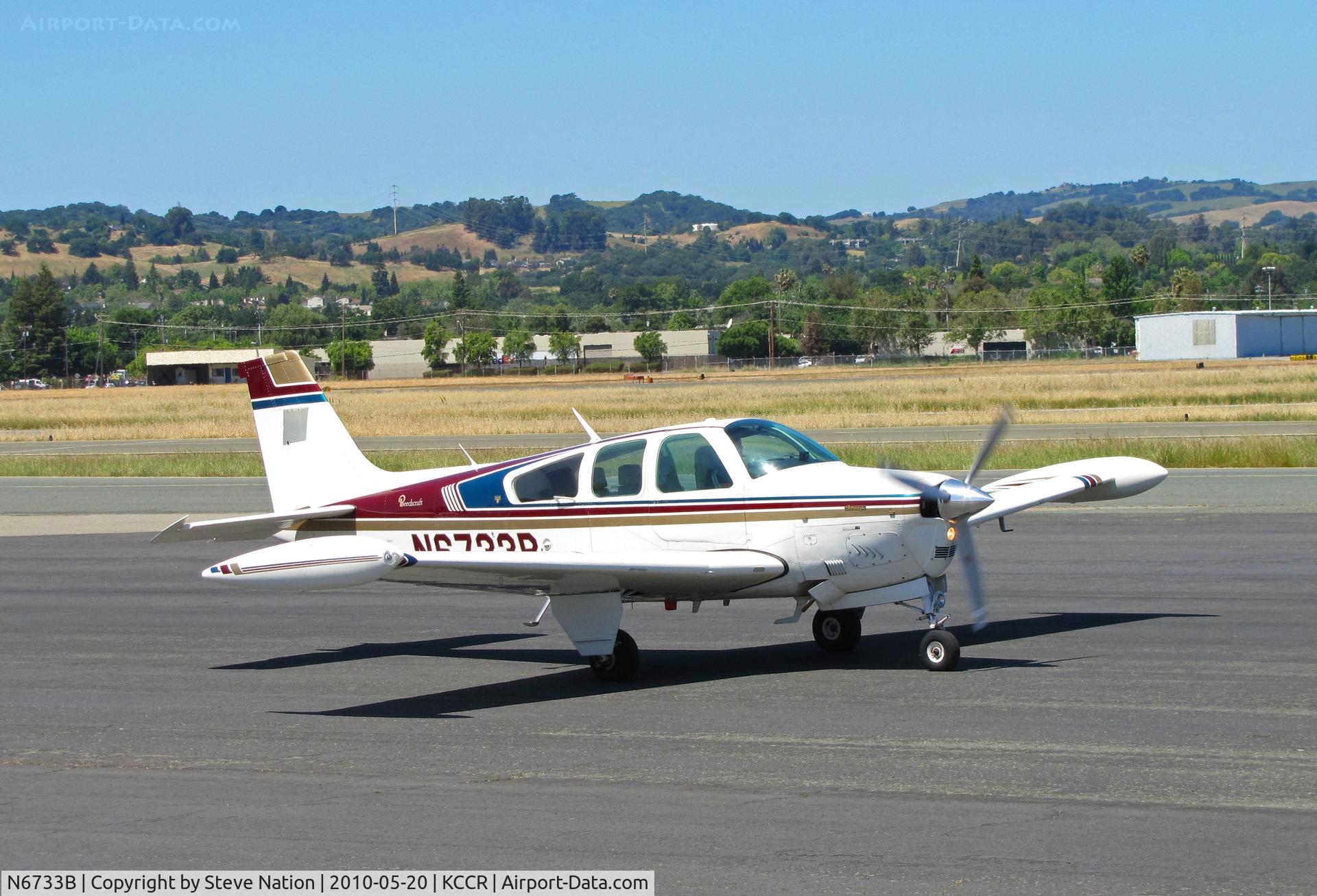 N6733B, 1980 Beech F33A Bonanza C/N CE-919, Locally-based 1980 Beech F33A from CALSTARS ramp to RWY 32R