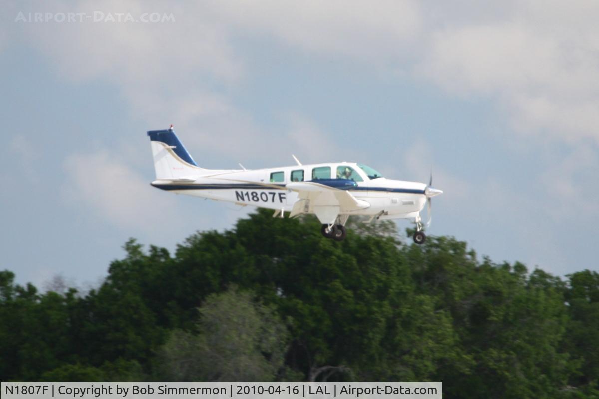 N1807F, 1981 Beech A36TC Bonanza 36 C/N EA-235, Arriving at Lakeland, FL during Sun N Fun 2010.
