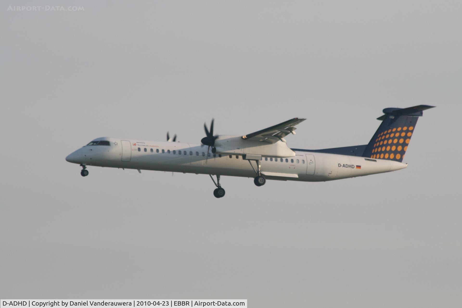 D-ADHD, 2001 De Havilland Canada DHC-8-402Q Dash 8 C/N 4056, Arrival of flight LH4630 to RWY 25L