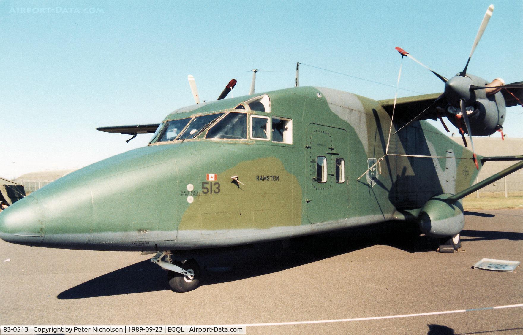 83-0513, 1983 Short C-23A Sherpa C/N SH3101, C-23A Sherpa of the 10th Military Airlift Squadron on display at the 1989 RAF Leuchars Airshow.