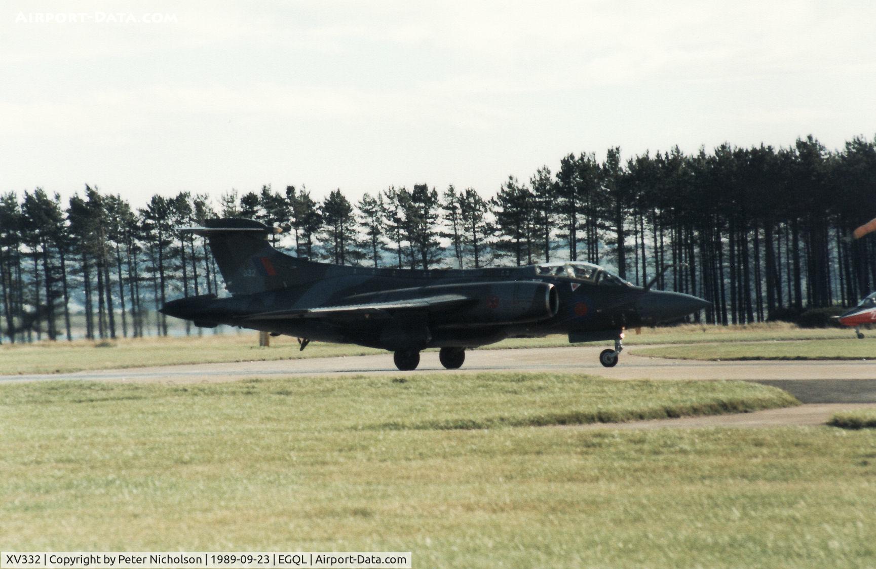 XV332, 1967 Hawker Siddeley Buccaneer S.2B C/N B3-10-66, Buccaneer S.2B of Lossiemouth's 237 Operational Conversion Unit lined up for take-off at the 1989 RAF Leuchars Airshow.