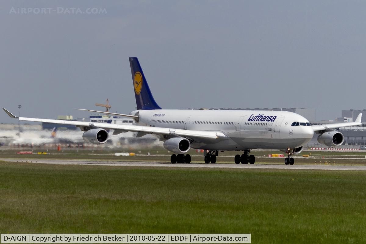 D-AIGN, 1998 Airbus A340-313 C/N 213, departing via RW18W