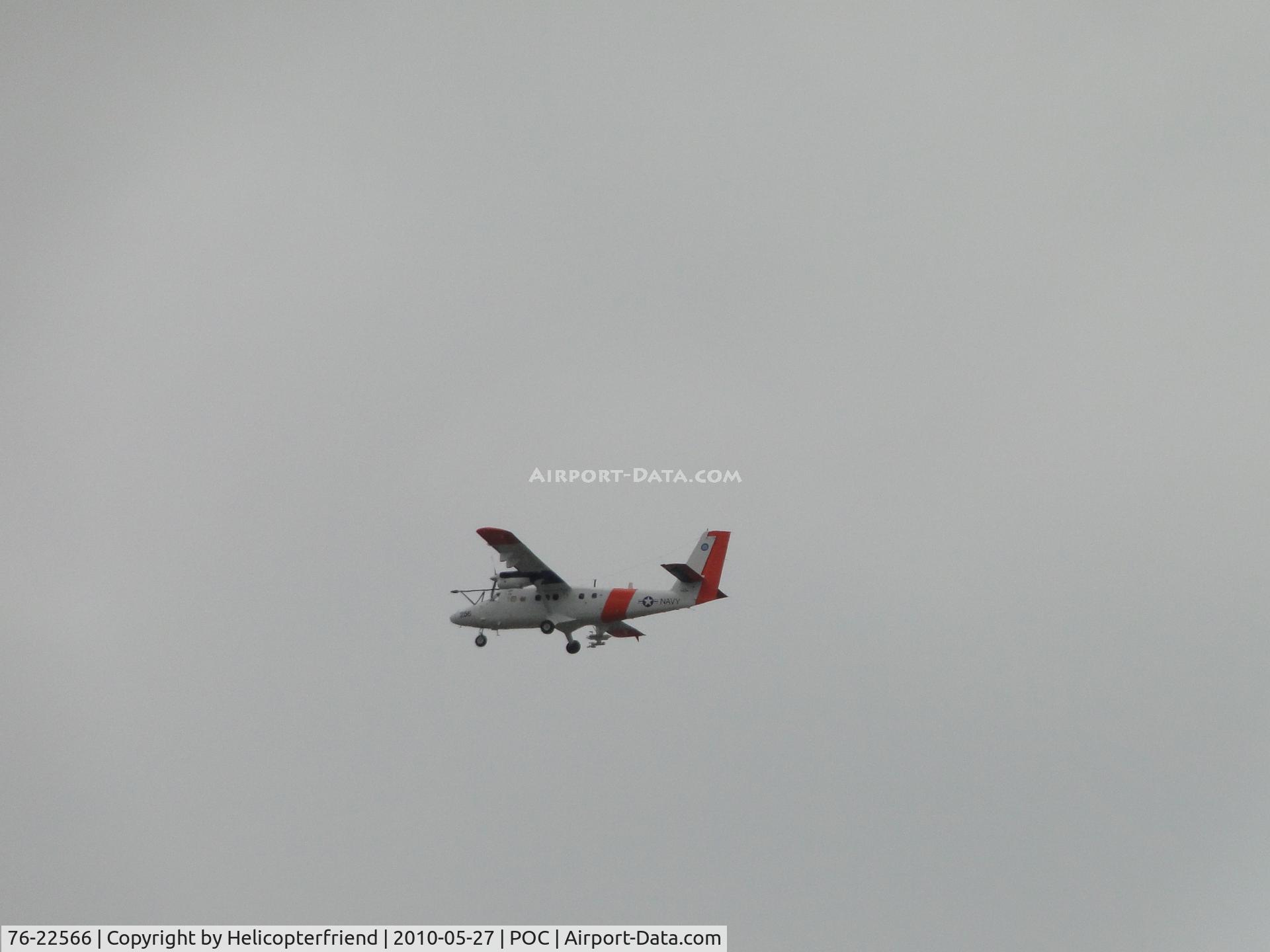 76-22566, 1976 De Havilland Canada UV-18A Twin Otter C/N 496, Out of Ontario Airport and flying through La Verne, approx 1-1 1/2 miles north of Brackett on a very cloudy day