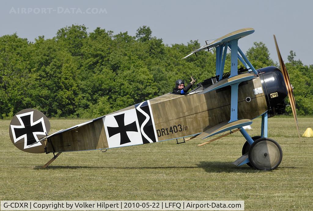 G-CDXR, 2006 Fokker Dr.1 Triplane Replica C/N PFA 238-14043, at LFFQ