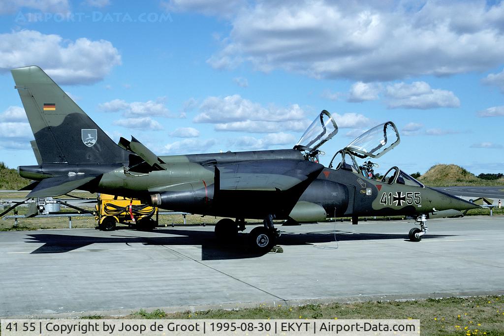 41 55, Dassault-Dornier Alpha Jet A C/N 0155, This aircraft participated as light bombers in the 1995 Tactical Fighter Weaponry. Shortly afterwards the Alpha Jet was withdrawn and went into long term storage.