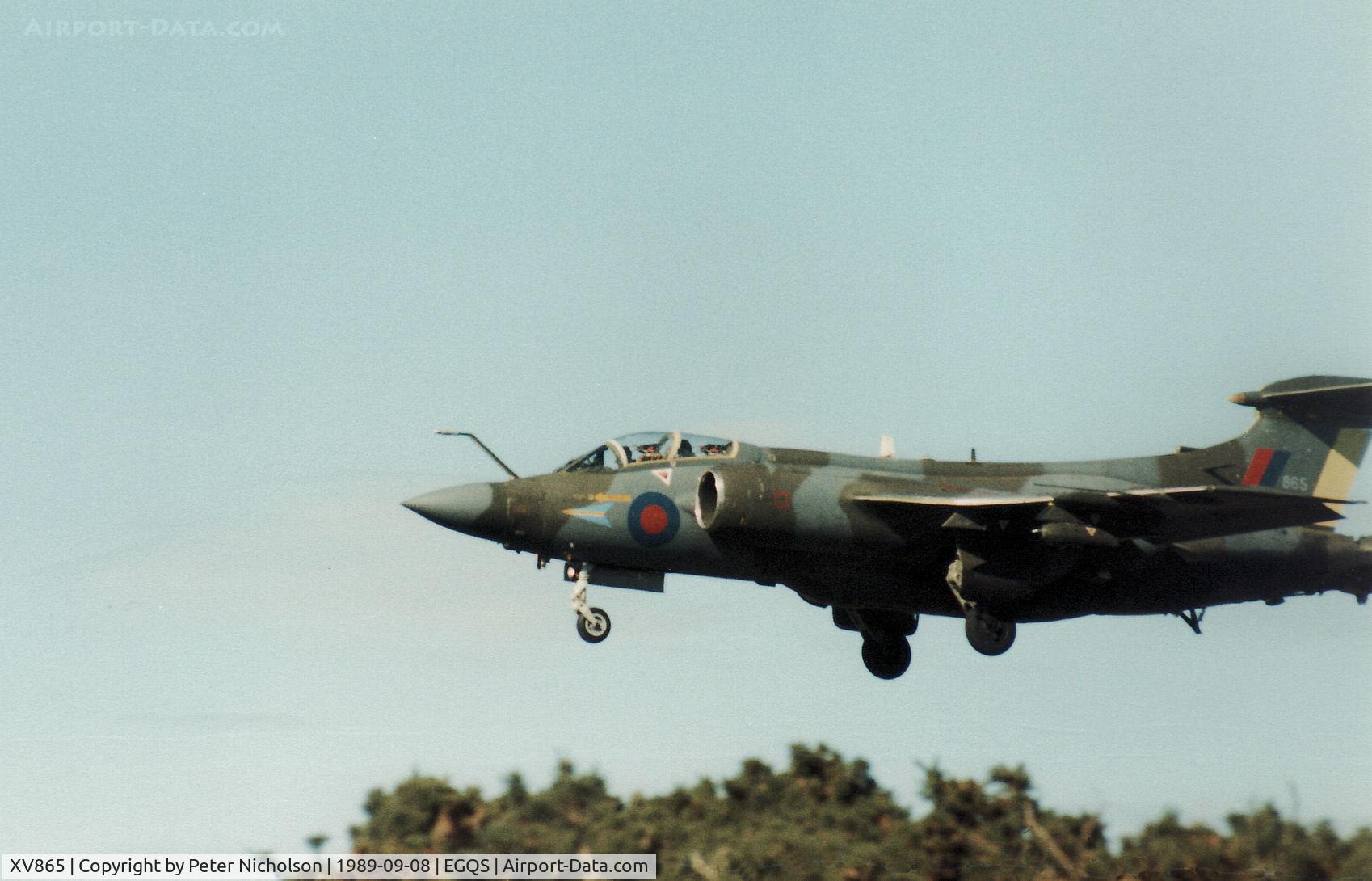 XV865, 1968 Hawker Siddeley Buccaneer S.2B C/N B3-14-67, Buccaneer S.2B of 208 Squadron on final approach to RAF Lossiemouth in September 1989.