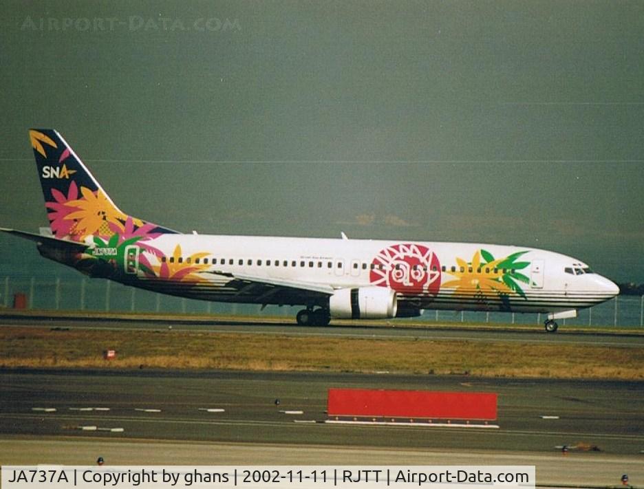 JA737A, 1998 Boeing 737-46Q C/N 29000, Skynet just landed