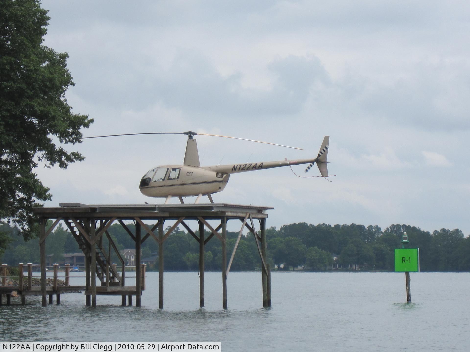 N122AA, 2006 Robinson R44 II C/N 11228, Photographed on its pad on Lake Norman, May 29,2010.