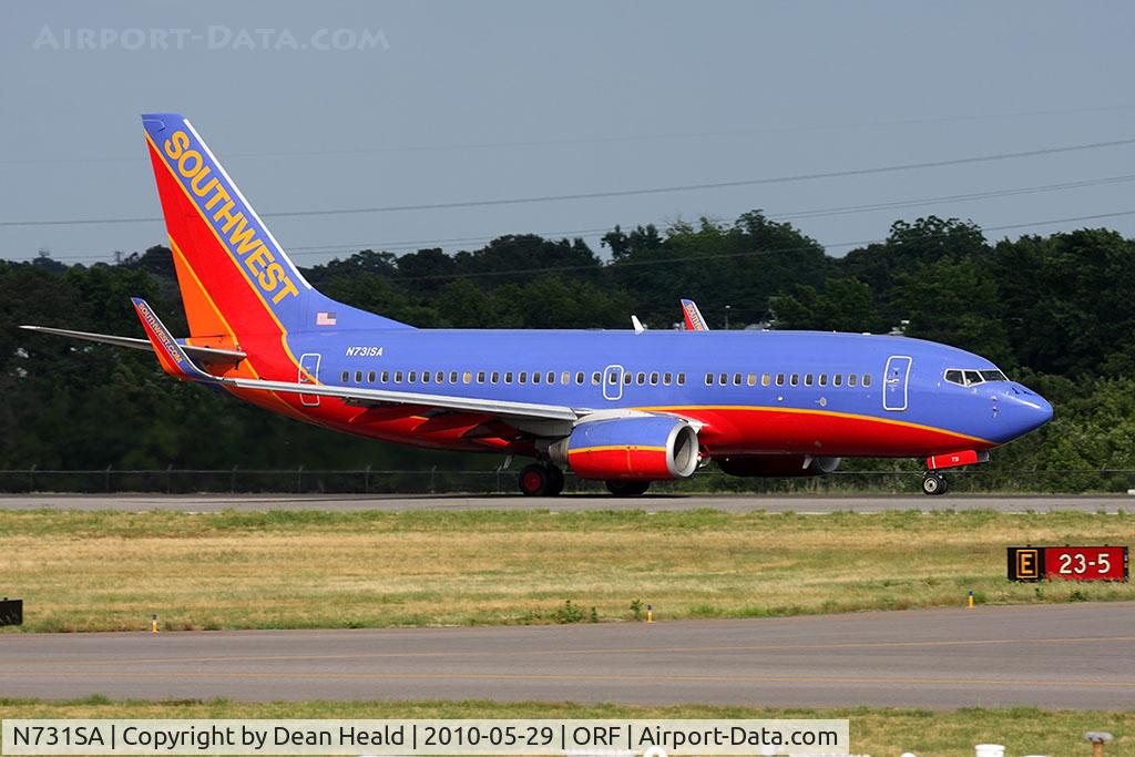 N731SA, 1999 Boeing 737-7H4 C/N 27863, Southwest Airlines N731SA (FLT SWA1788) on takeoff roll on RWY 23 enroute to Chicago Midway Int'l (KMDW).