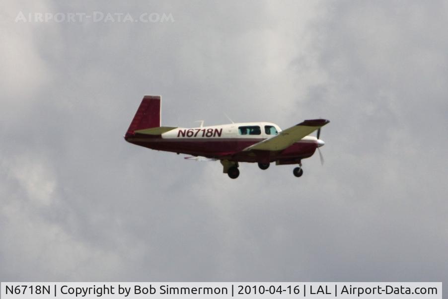 N6718N, 1968 Mooney M20F Executive C/N 680175, Arriving at Lakeland, Florida during Sun N Fun 2010.