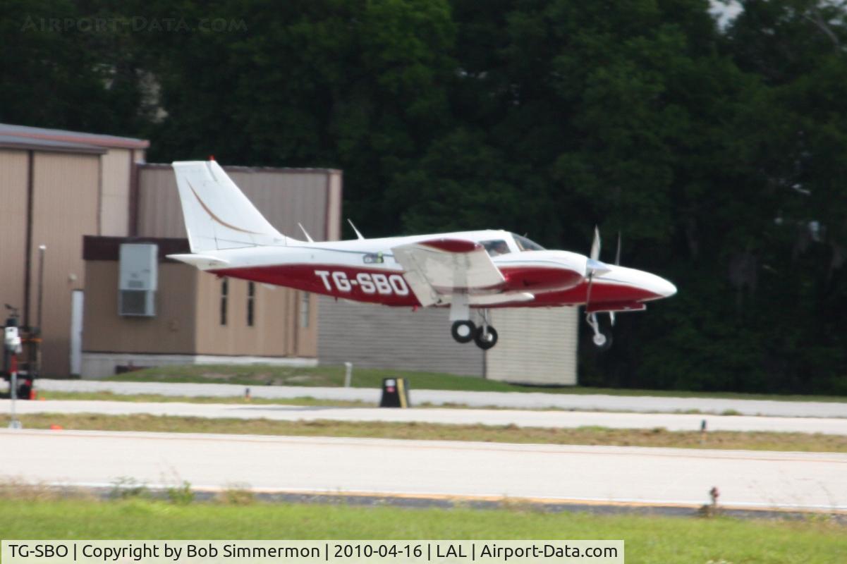 TG-SBO, 1980 Piper PA-34-200 C/N 34-8070305, Arriving at Lakeland, Florida during Sun N Fun 2010.