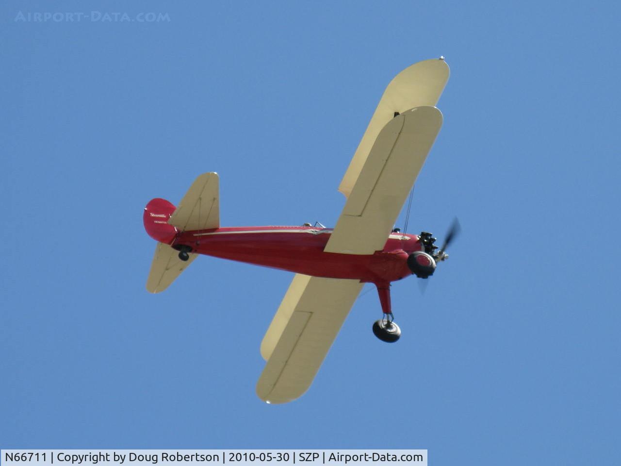 N66711, 1941 Boeing IB75A C/N 75-1675, 1941 Boeing Stearman 1B75A,Jacobs R-755B2 275 Hp, Restricted, Experimental class, takeoff climb Rwy 22