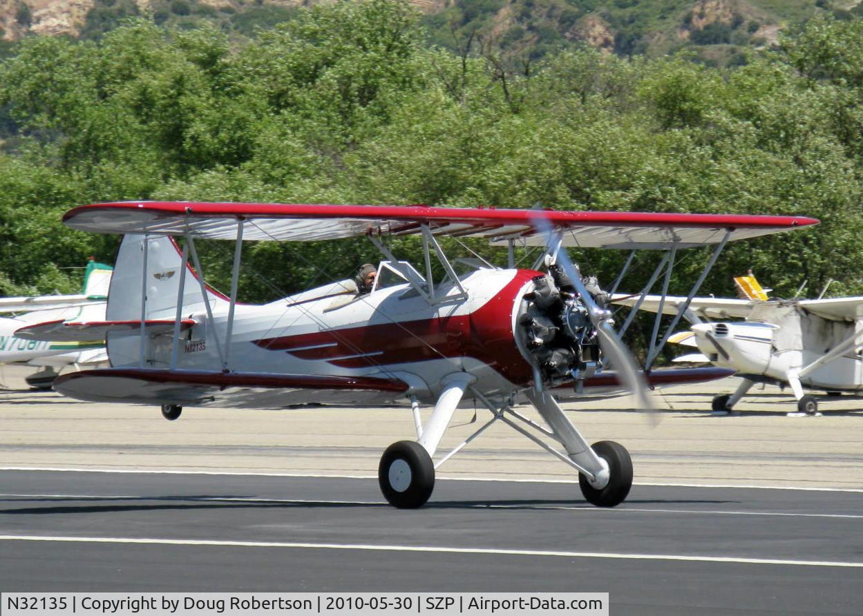 N32135, 1941 Waco UPF-7 C/N 5767, 1941 Waco UPF-7, Continental W670 220 Hp, a stunning show plane, chromed engine, prop & spinner, landing roll Rwy 22