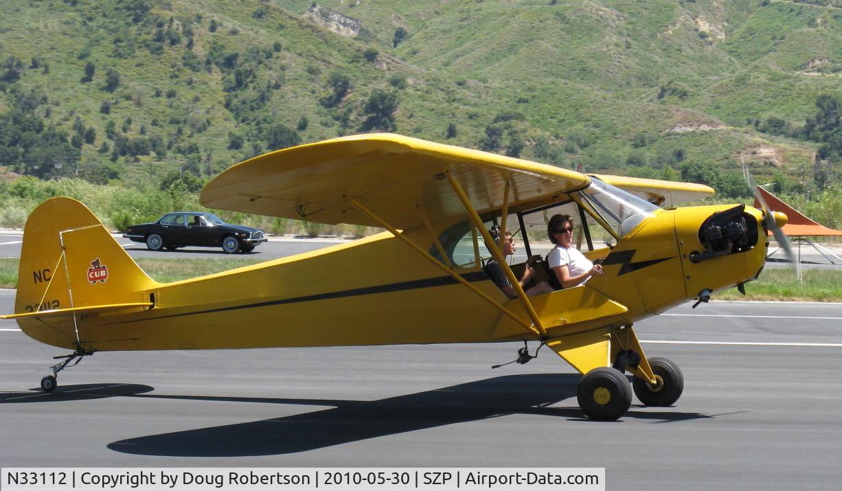 N33112, 1940 Piper J3C-65 Cub Cub C/N 5830, 1940 Piper J3C-65 CUB, Continental C90 90 Hp upgrade, taxi off the active