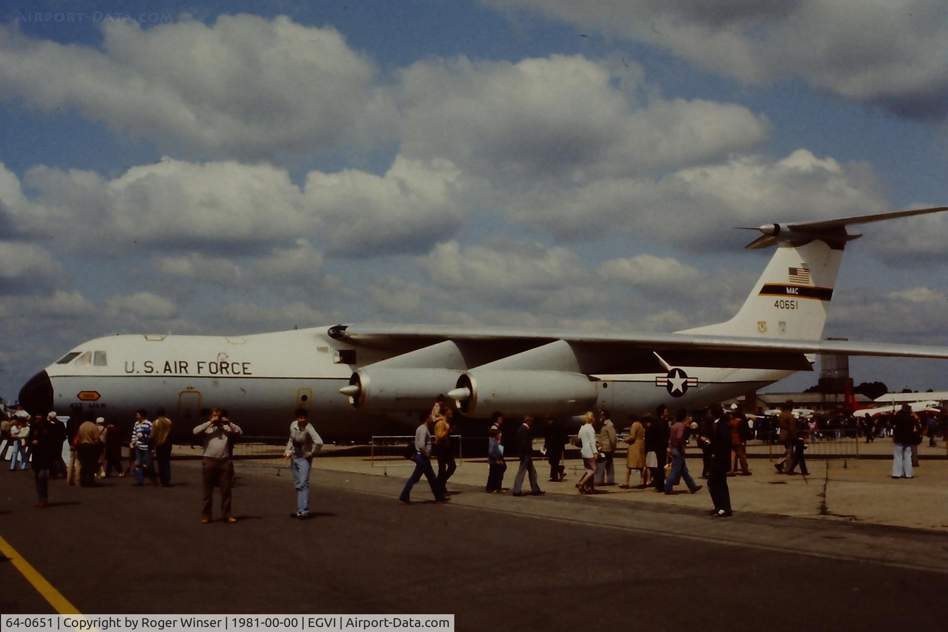64-0651, 1964 Lockheed C-141A Starlifter C/N 300-6064, Taking part in the IAT held at RAF Greenham Common, UK in 1981. Marked 40651 