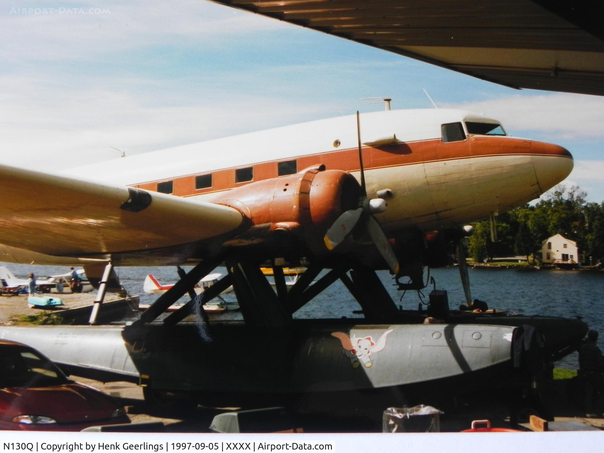 N130Q, 1943 Douglas DC-3-G202A Skytrooper C/N 11761, Folsome Air Service, Greenville , ME.

24th International Sea Plane Fly In , 1997
Moosehead Lake, Greenville , Maine, USA

Scan from photograph