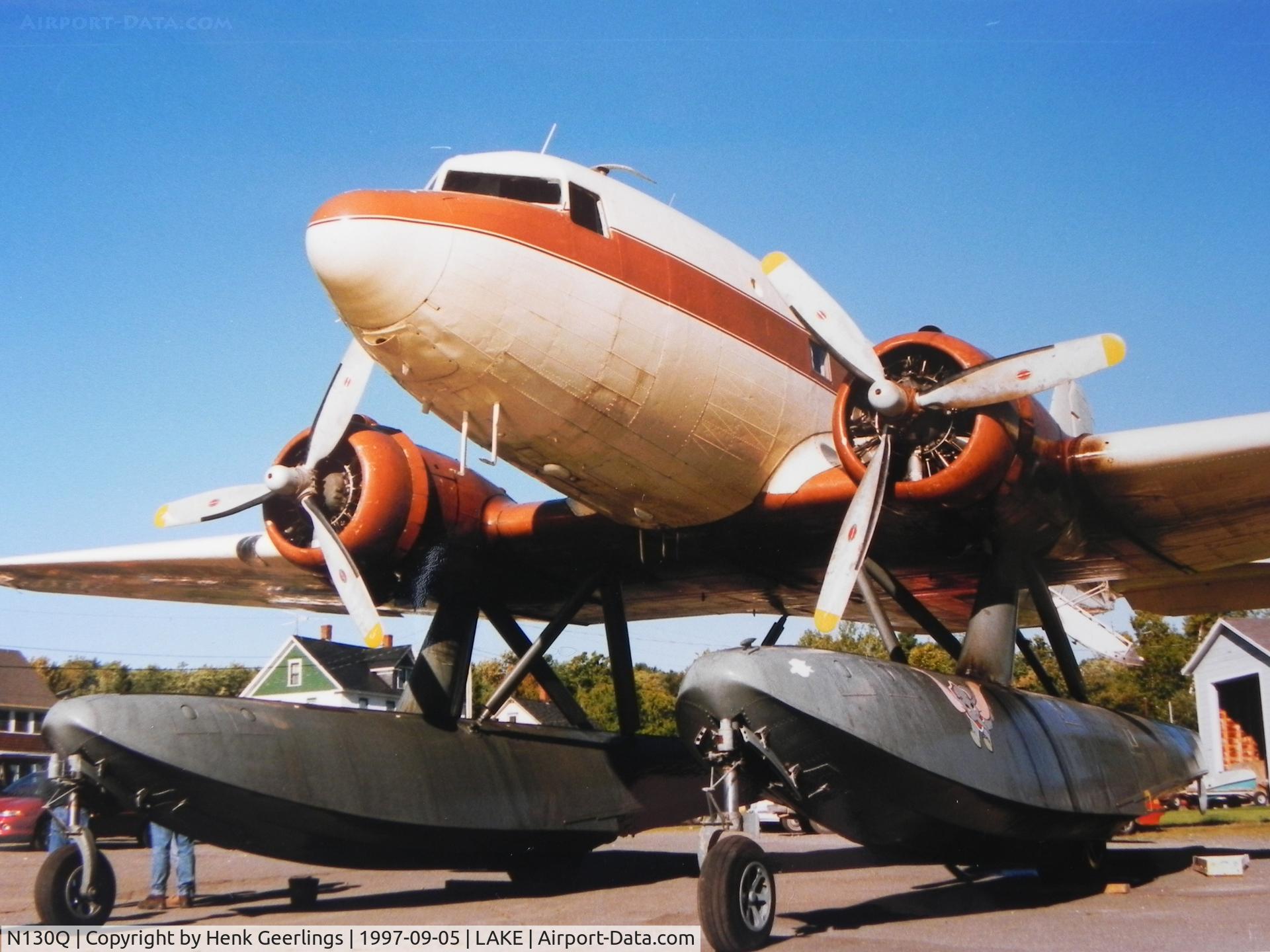 N130Q, 1943 Douglas DC-3-G202A Skytrooper C/N 11761, Folsome Air Service, Greenville , ME.

24th International Sea Plane Fly In , 1997
Moosehead Lake, Greenville , Maine, USA

Scan from photograph