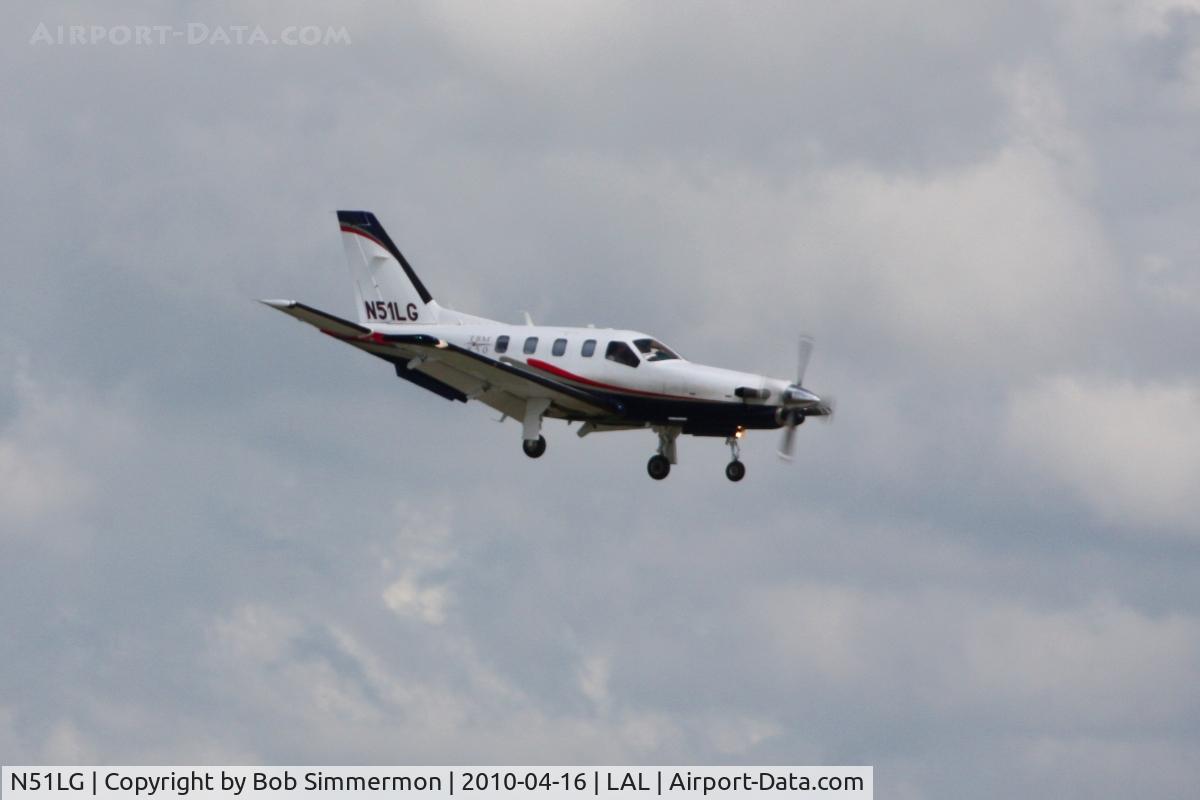 N51LG, 2007 Socata TBM-700 C/N 423, Arriving at Lakeland, Florida during Sun N Fun 2010.