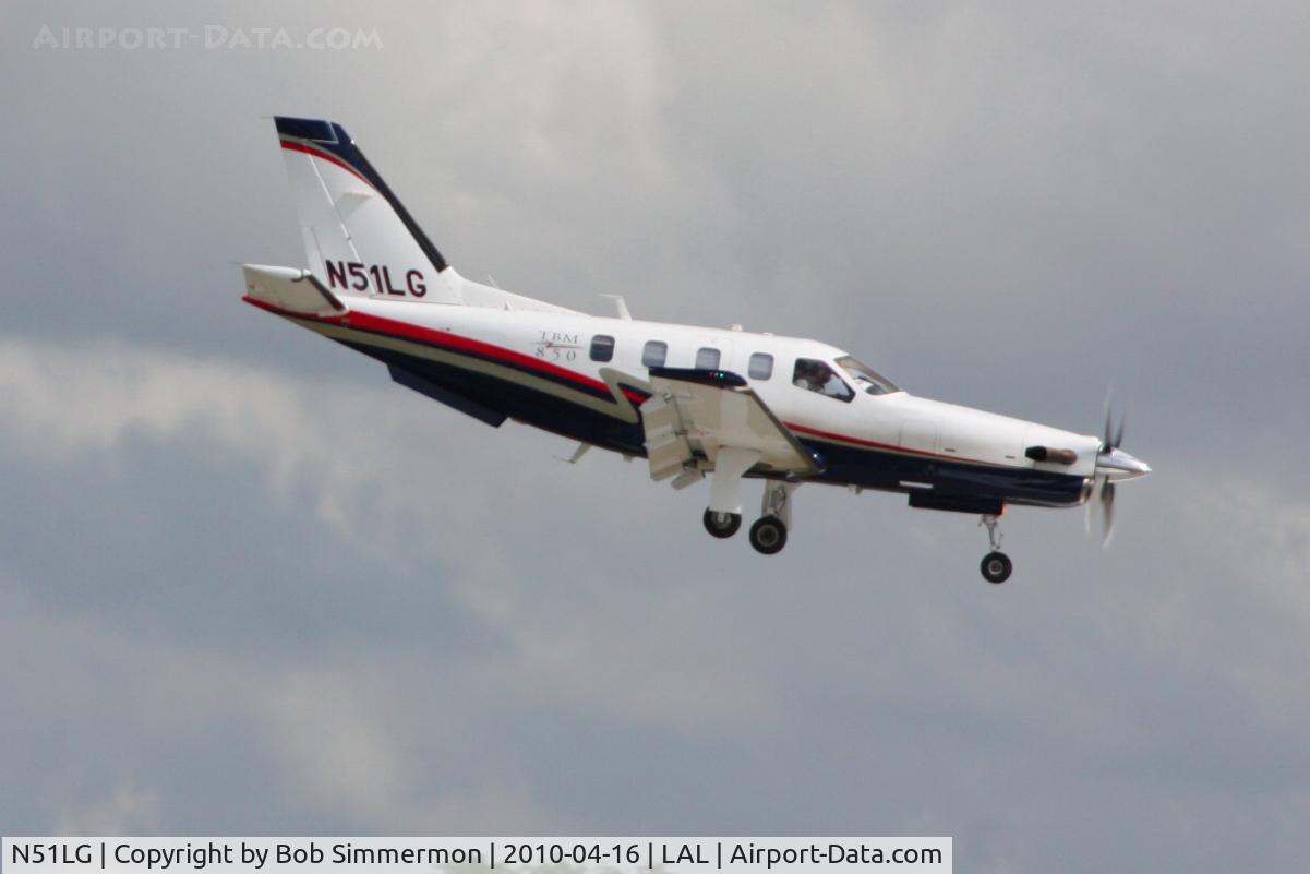 N51LG, 2007 Socata TBM-700 C/N 423, Arriving at Lakeland, Florida during Sun N Fun 2010.
