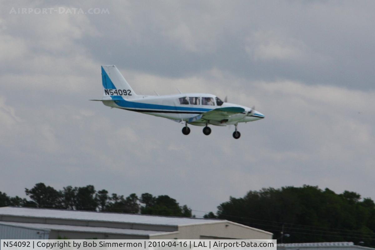 N54092, 1974 Piper PA-23-250 C/N 27-7405405, Arriving at Lakeland, Florida during Sun N Fun 2010.