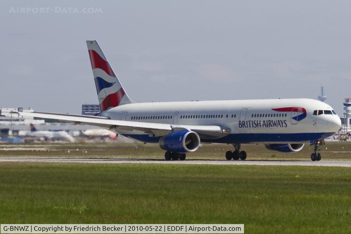 G-BNWZ, 1997 Boeing 767-336/ER C/N 25733, departing via RW18W