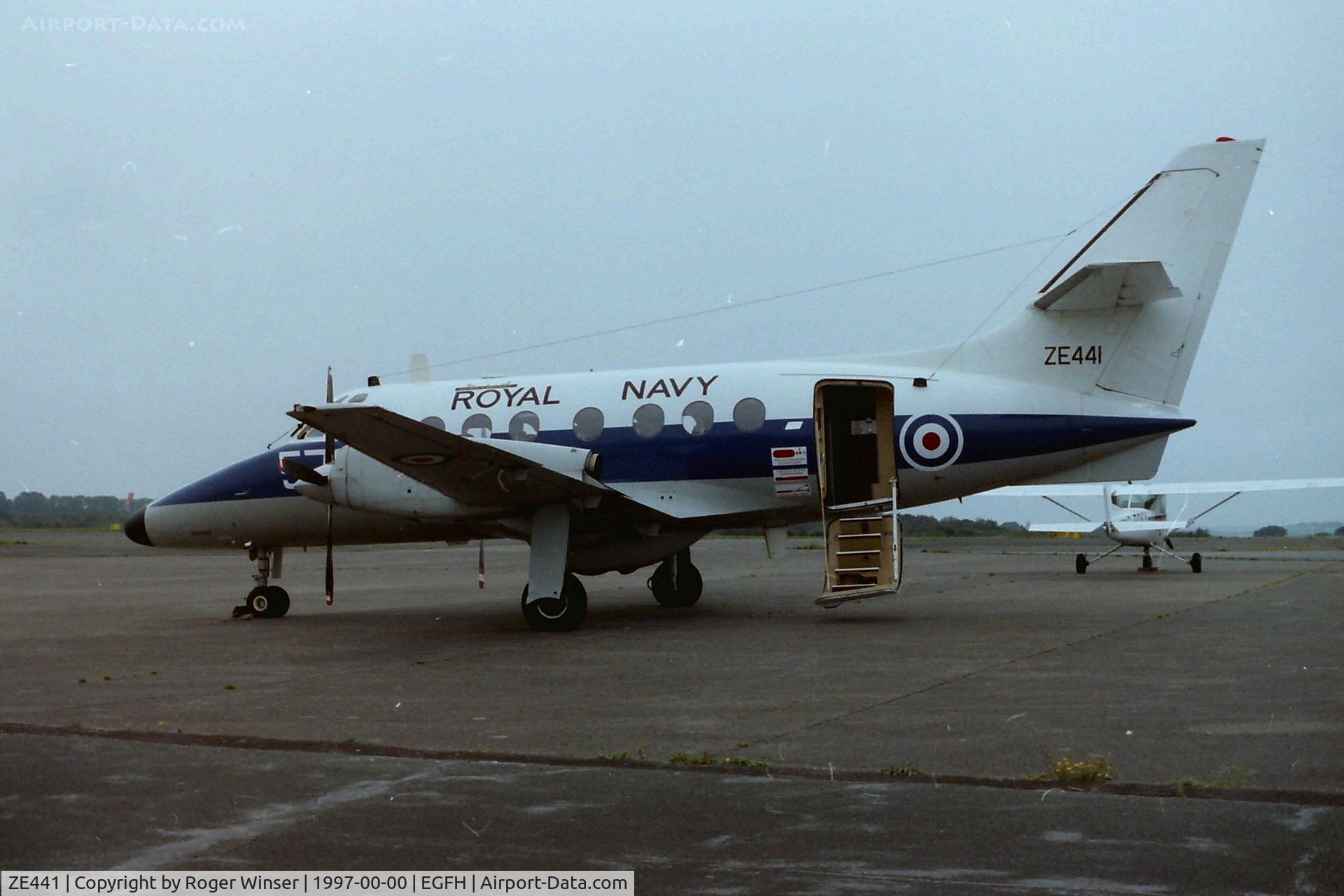 ZE441, 1985 British Aerospace BAe-3100 Jetstream T3 C/N 667, Coded 579 of 750 NAS (Heron Flight ) based at RNAS Yeovilton (HMS Heron). Visiting Swansea Airport in 1997.