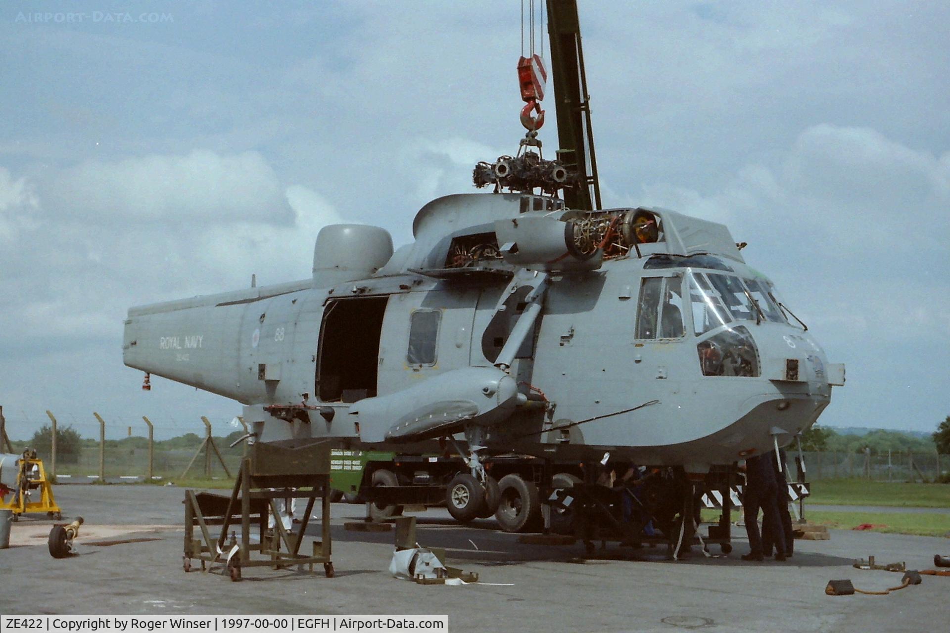 ZE422, 1986 Westland Sea King HAS.6 C/N WA961, Helicopter (5)88 of 706 NAS became unservicible whilst on contractors trials in summer 1997. Later converted to ASaC7 standards.
