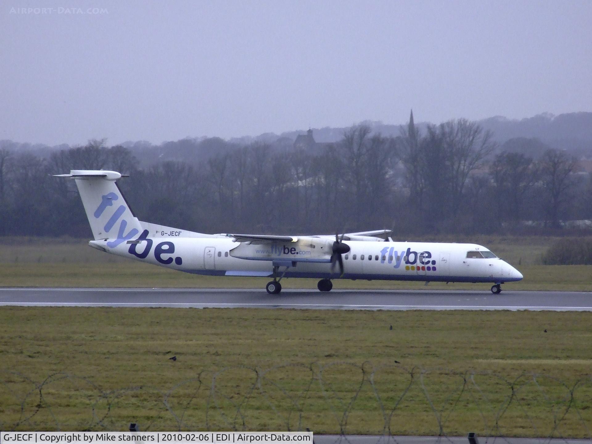 G-JECF, 2004 De Havilland Canada DHC-8-402Q Dash 8 C/N 4095, Flybe Dash 8Q-402 taking off from runway 06, at a very wet EDI