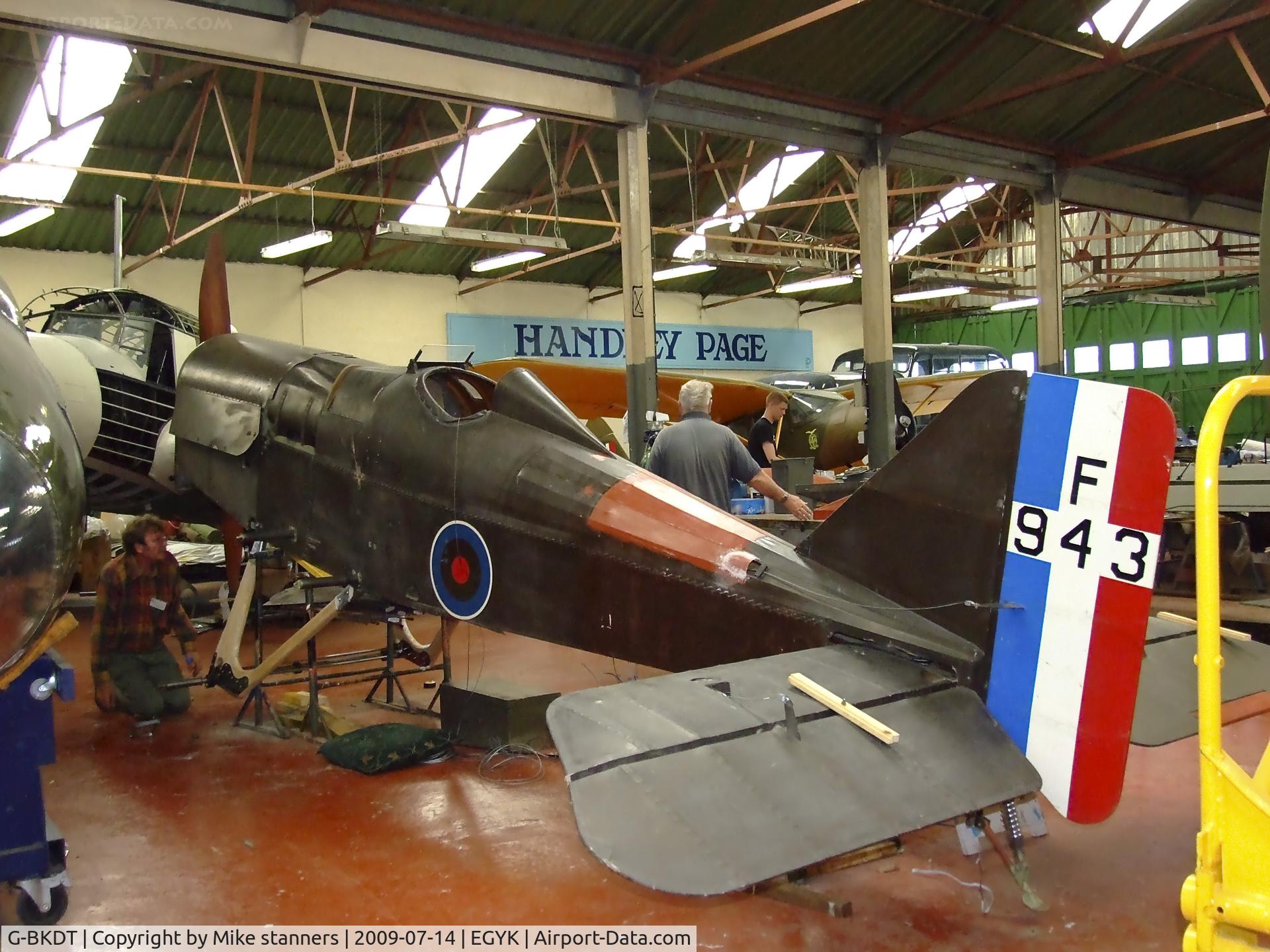 G-BKDT, Royal Aircraft Factory SE-5A Replica C/N 278, F943 in the workshop at the Yorkshire air museum,Elvington