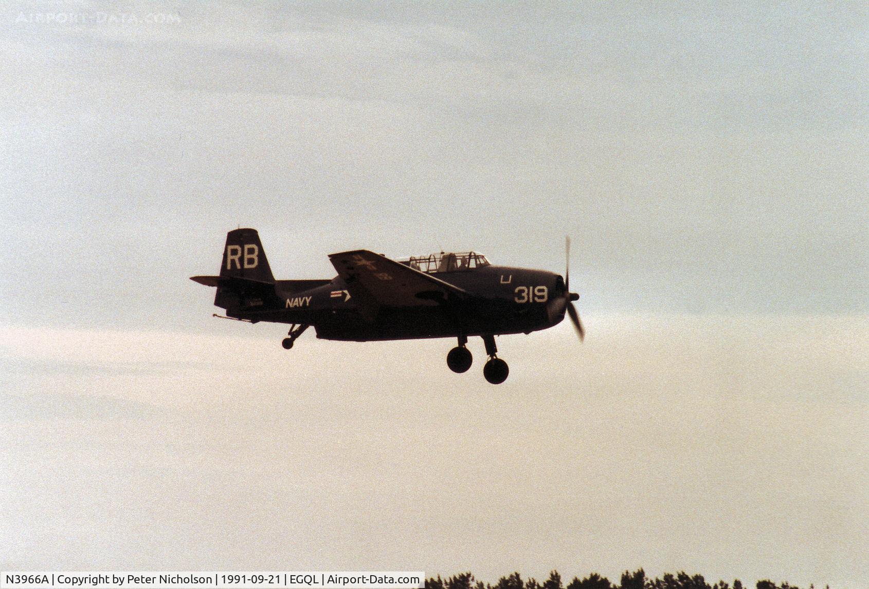 N3966A, 1945 Grumman TBM-3 Avenger C/N 53319, TBM-3E Avenger landing at the 1991 RAF Leuchars Airshow.