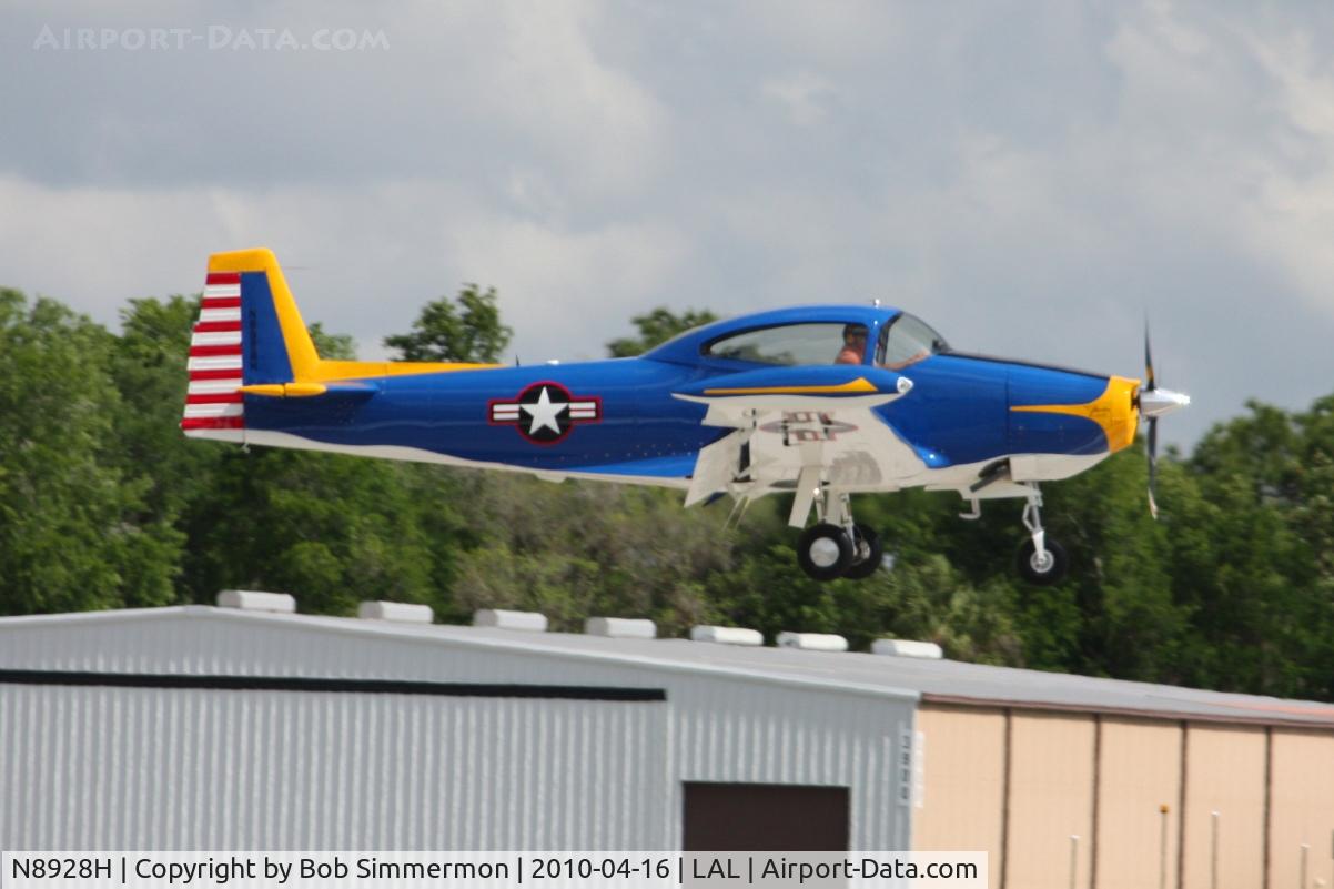 N8928H, 1947 North American Navion C/N NAV-4-928, Arriving at Lakeland, Florida during Sun N Fun 2010.