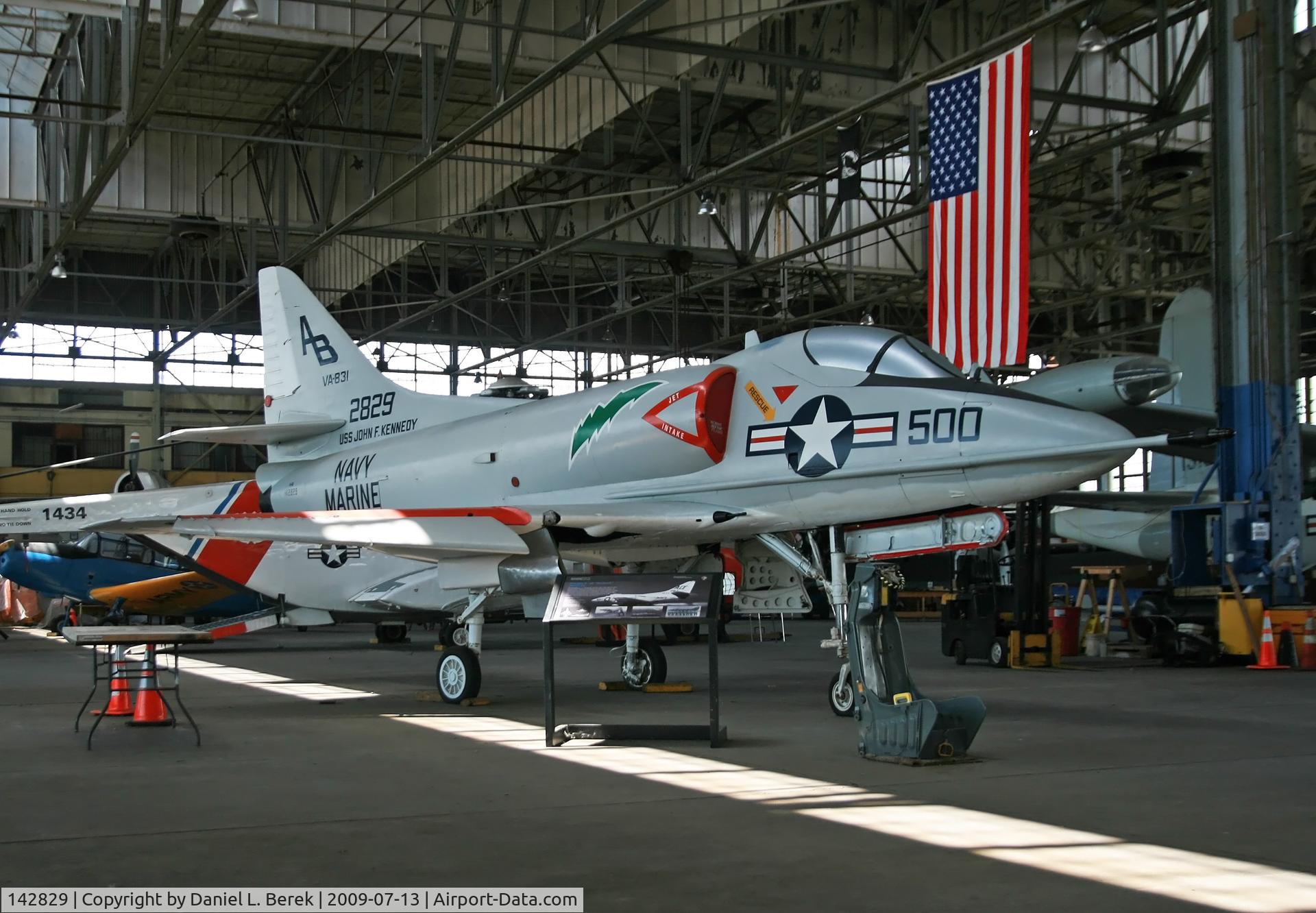 142829, Douglas A-4B Skyhawk C/N 11891, On loan from the National Museum of Navy Aviation, this beautifully restored aircraft can be viewed at the Historic Aircraft Restoration Project Museum, Brooklyn, NY.