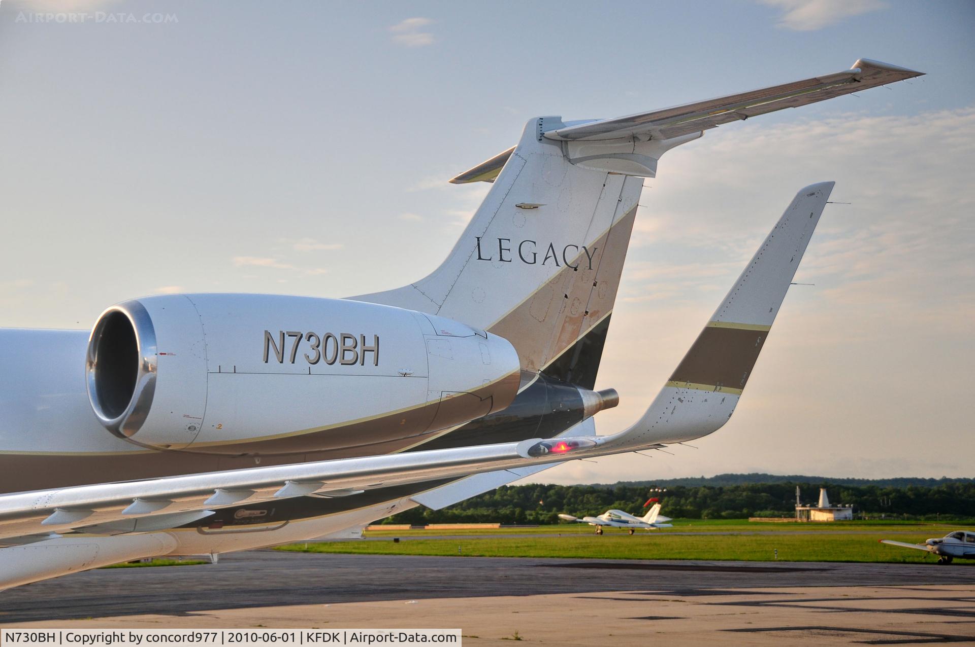 N730BH, 2003 Embraer EMB-135BJ Legacy C/N 145730, Seen at KFDK on 6/1/2010, arriving at dawn after a red-eye flight from KPHX.