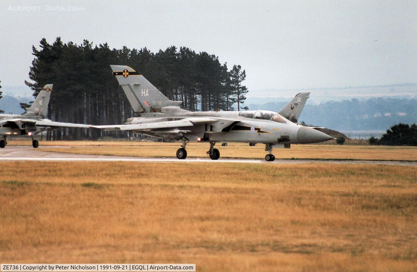 ZE736, 1988 Panavia Tornado F.3 C/N 69/AS051/3300, Tornado F.3 of 111 Squadron lining up for take-off at the 1991 RAF Leuchars Air show.