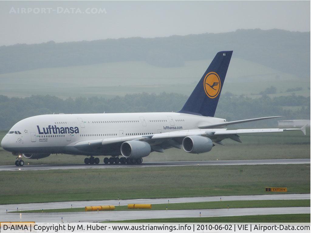 D-AIMA, 2010 Airbus A380-841 C/N 038, First landing of A 380 in Austria ever!