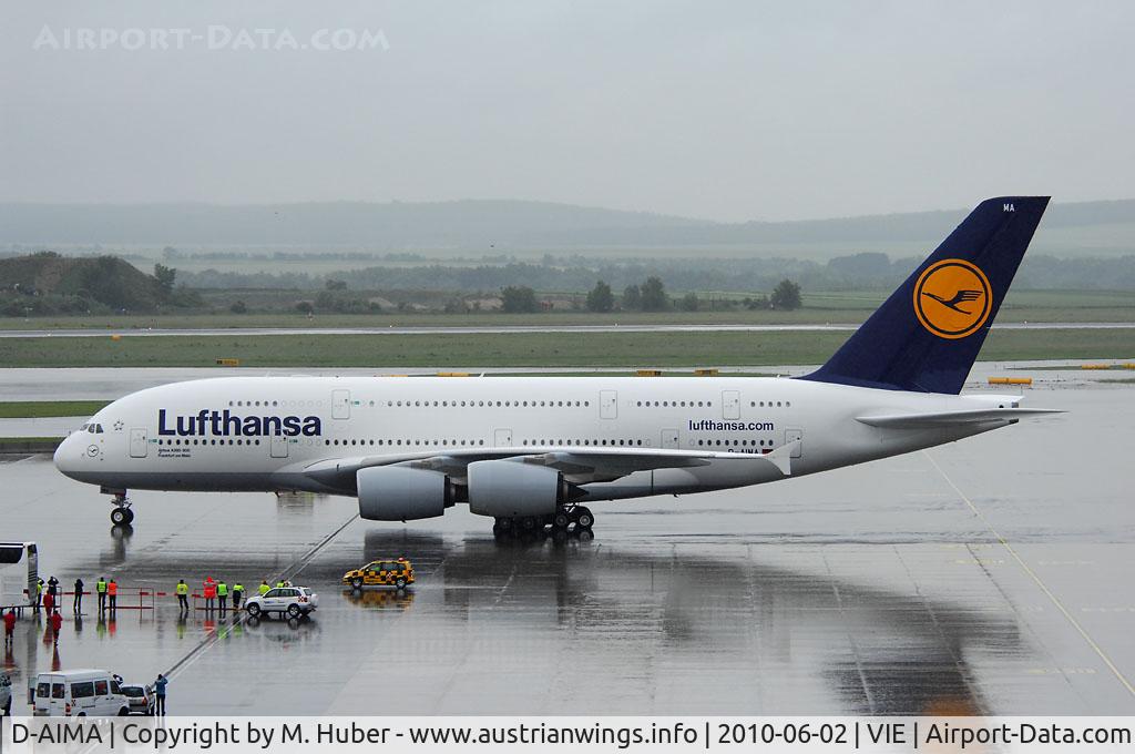 D-AIMA, 2010 Airbus A380-841 C/N 038, First landing in Austria ever!