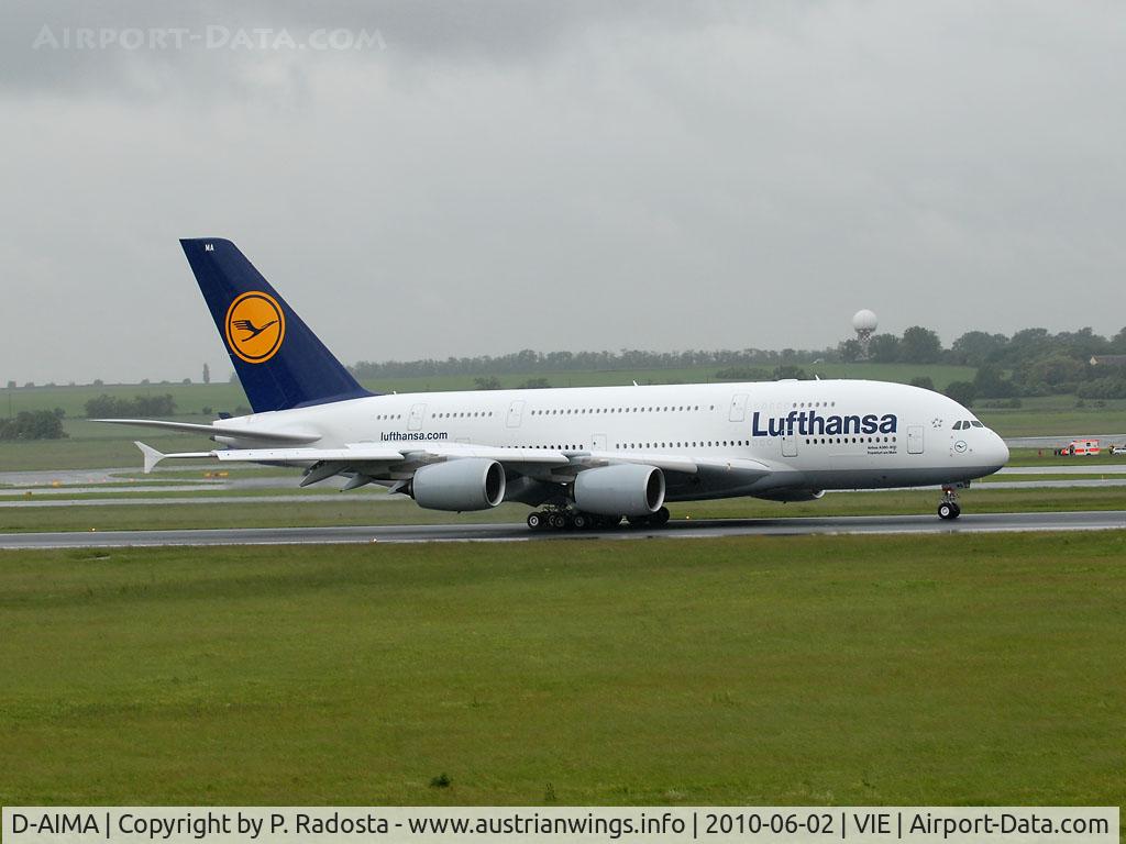 D-AIMA, 2010 Airbus A380-841 C/N 038, First landing in Austria ever!