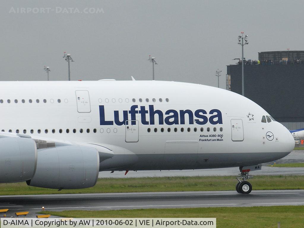 D-AIMA, 2010 Airbus A380-841 C/N 038, First landing in Austria ever!