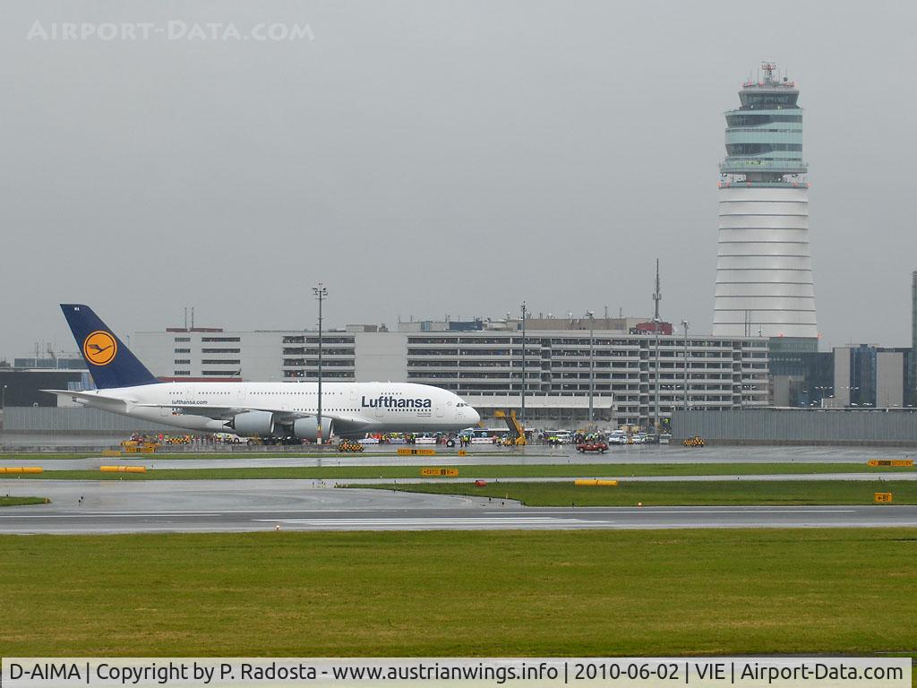 D-AIMA, 2010 Airbus A380-841 C/N 038, First landing in Austria ever!