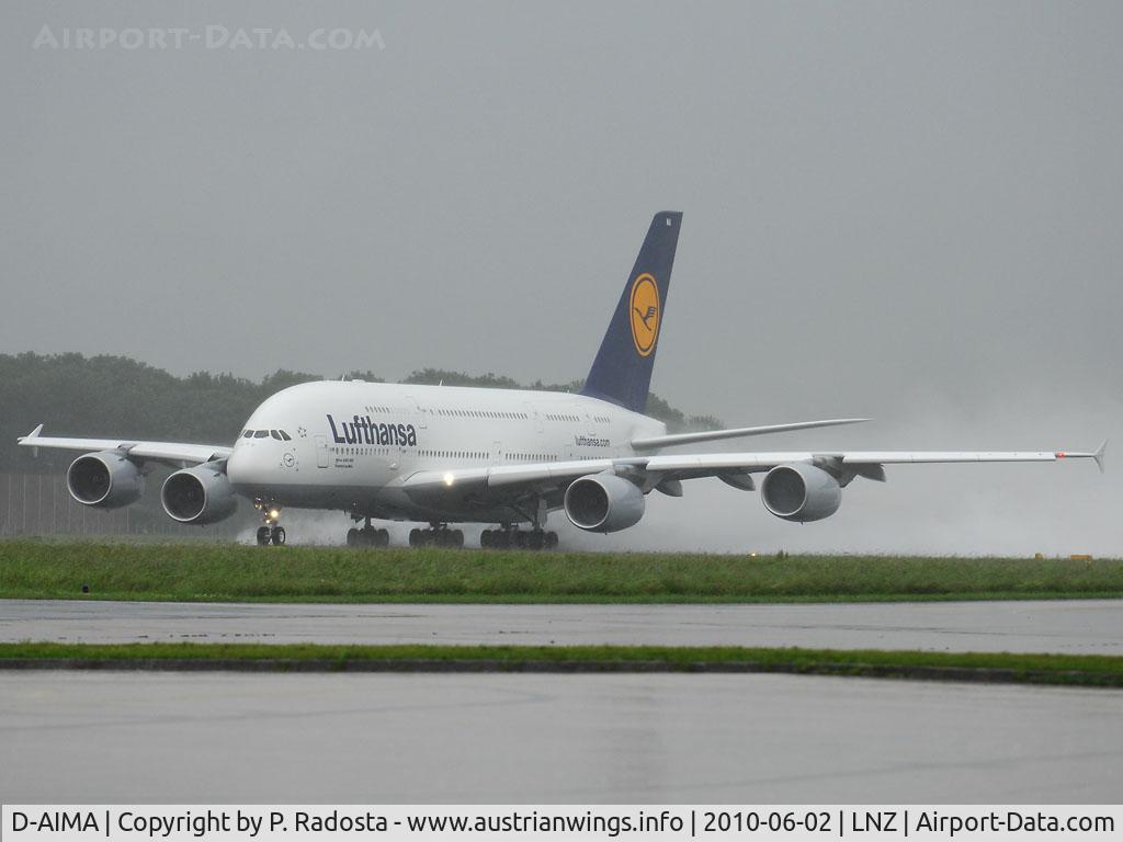 D-AIMA, 2010 Airbus A380-841 C/N 038, Take off at LNZ