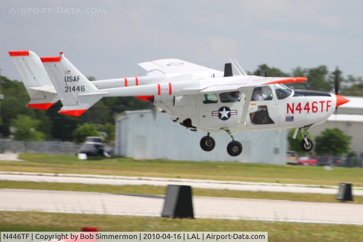 N446TF, Cessna 337A Super Skymaster C/N 337-0454, Arriving at Lakeland, Florida during Sun N Fun 2010.