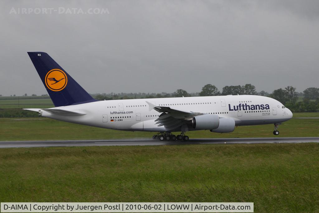 D-AIMA, 2010 Airbus A380-841 C/N 038, first landing in VIE/LOWW