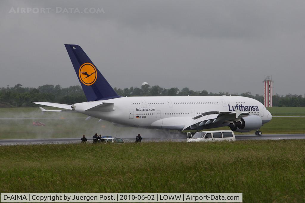 D-AIMA, 2010 Airbus A380-841 C/N 038, first landing in VIE/LOWW