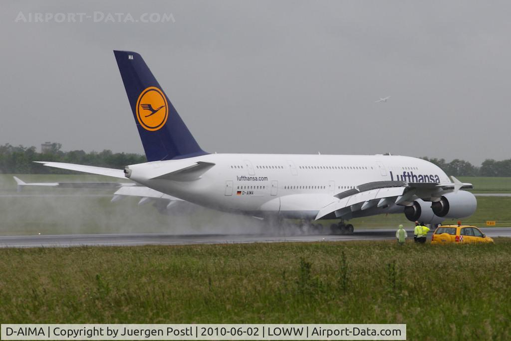 D-AIMA, 2010 Airbus A380-841 C/N 038, first landing in VIE/LOWW