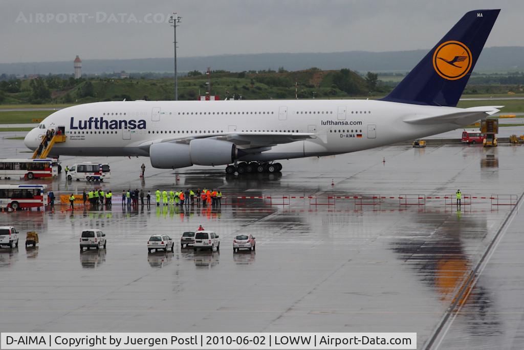 D-AIMA, 2010 Airbus A380-841 C/N 038, first landing in VIE/LOWW