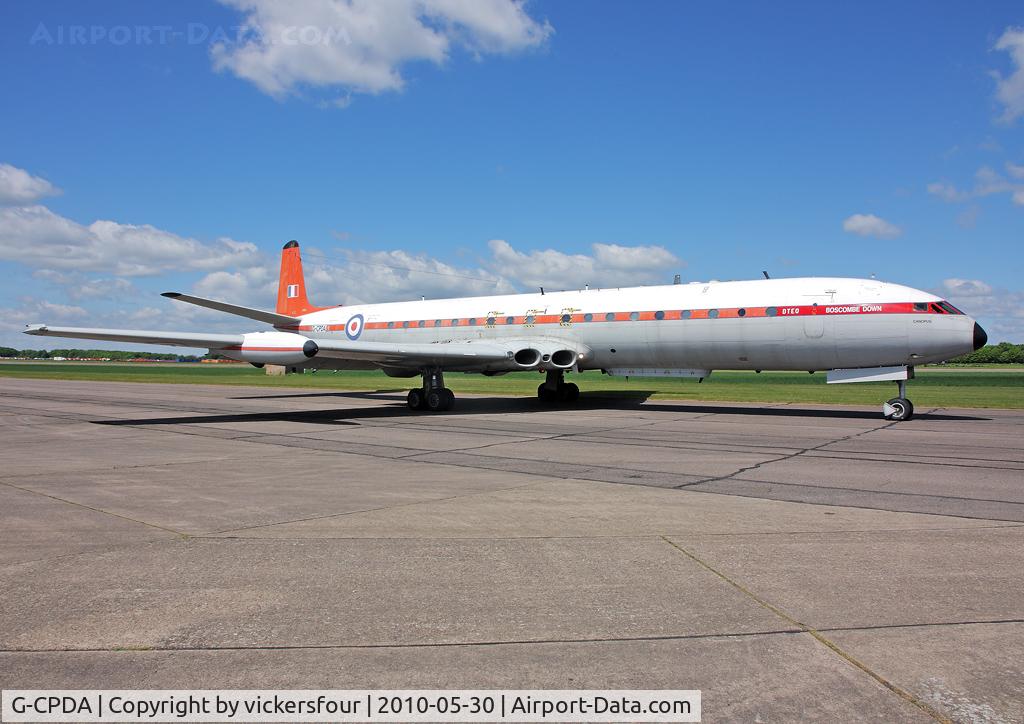 G-CPDA, 1963 De Havilland DH.106 Comet 4C C/N 6473, Former A&AEE/DTEO aircraft. Wears civil registration G-CPDA on the starbord side. Bruntingthorpe.