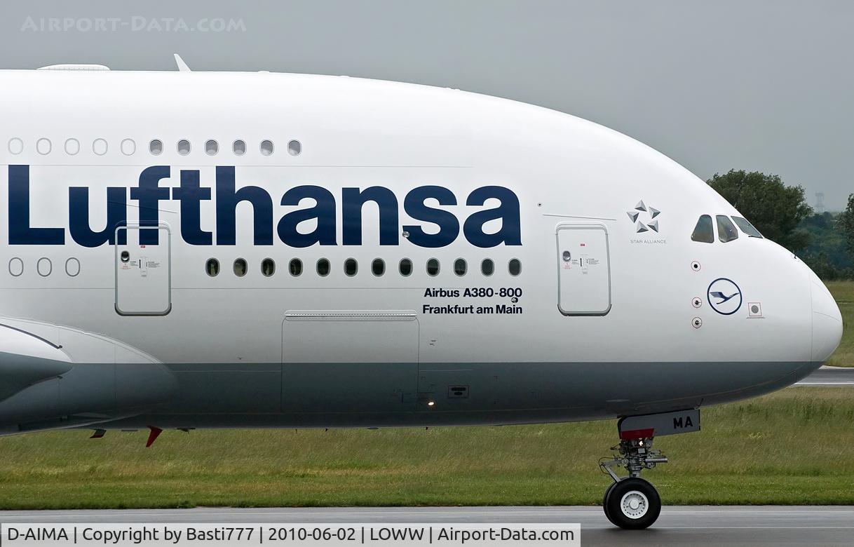 D-AIMA, 2010 Airbus A380-841 C/N 038, First A380 at Vienna, closer.