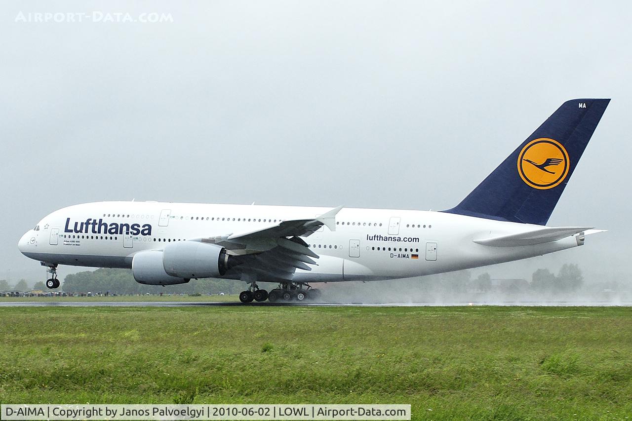D-AIMA, 2010 Airbus A380-841 C/N 038, Lufthansa Airbus A380-841 to touch down in LOWL/LNZ