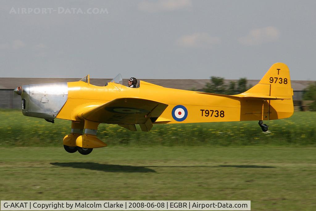 G-AKAT, 1940 Miles M14A Hawk Trainer 3 C/N 2005, Miles M-14A Hawk Trainer 3 at Breighton Airfield in 2008.