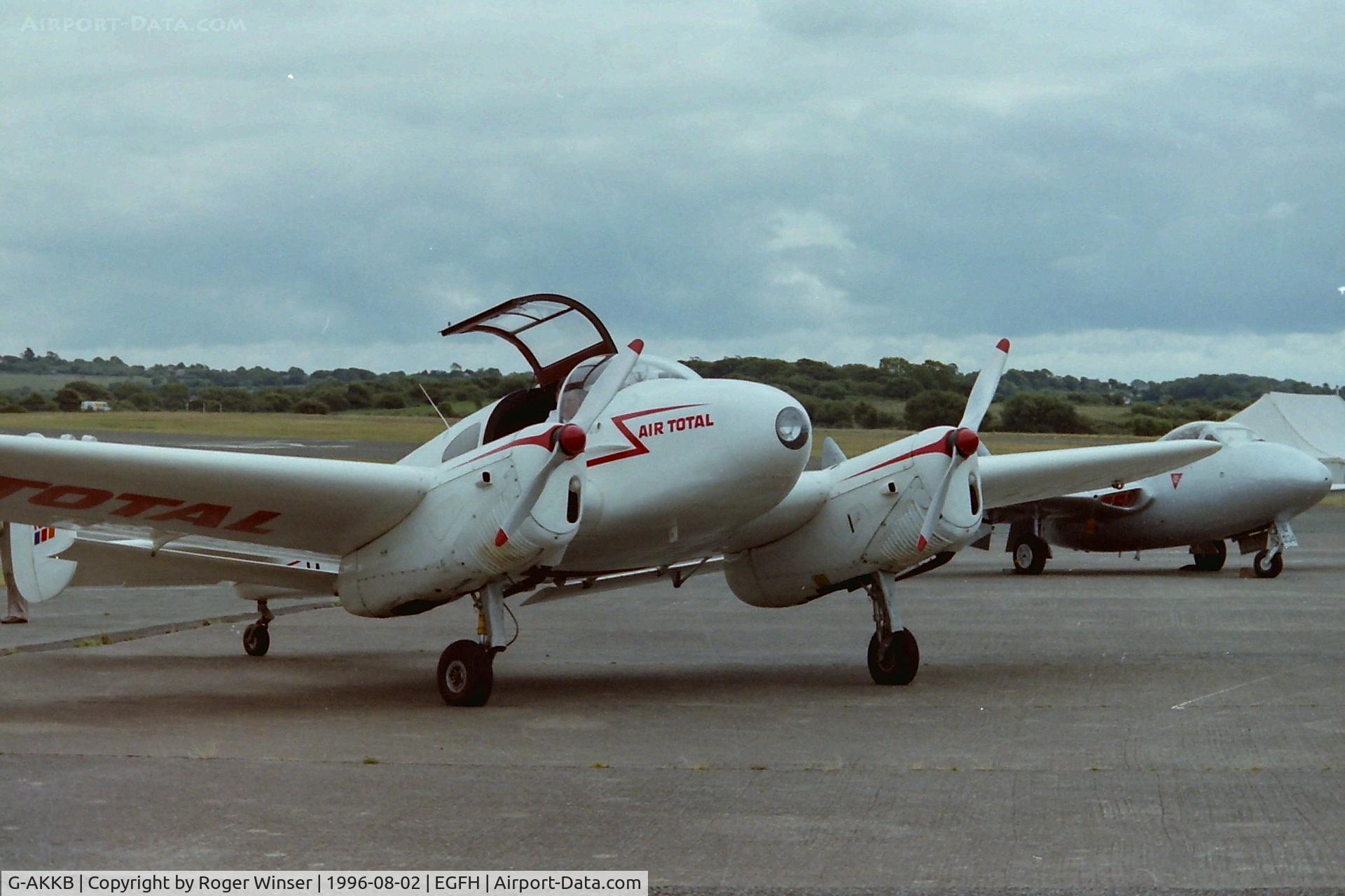 G-AKKB, 1947 Miles M-65 Gemini 1A C/N 6537, Paying a visit to the airport on the setting up of Wings Over Wales by De Havilland Aviation Ltd.